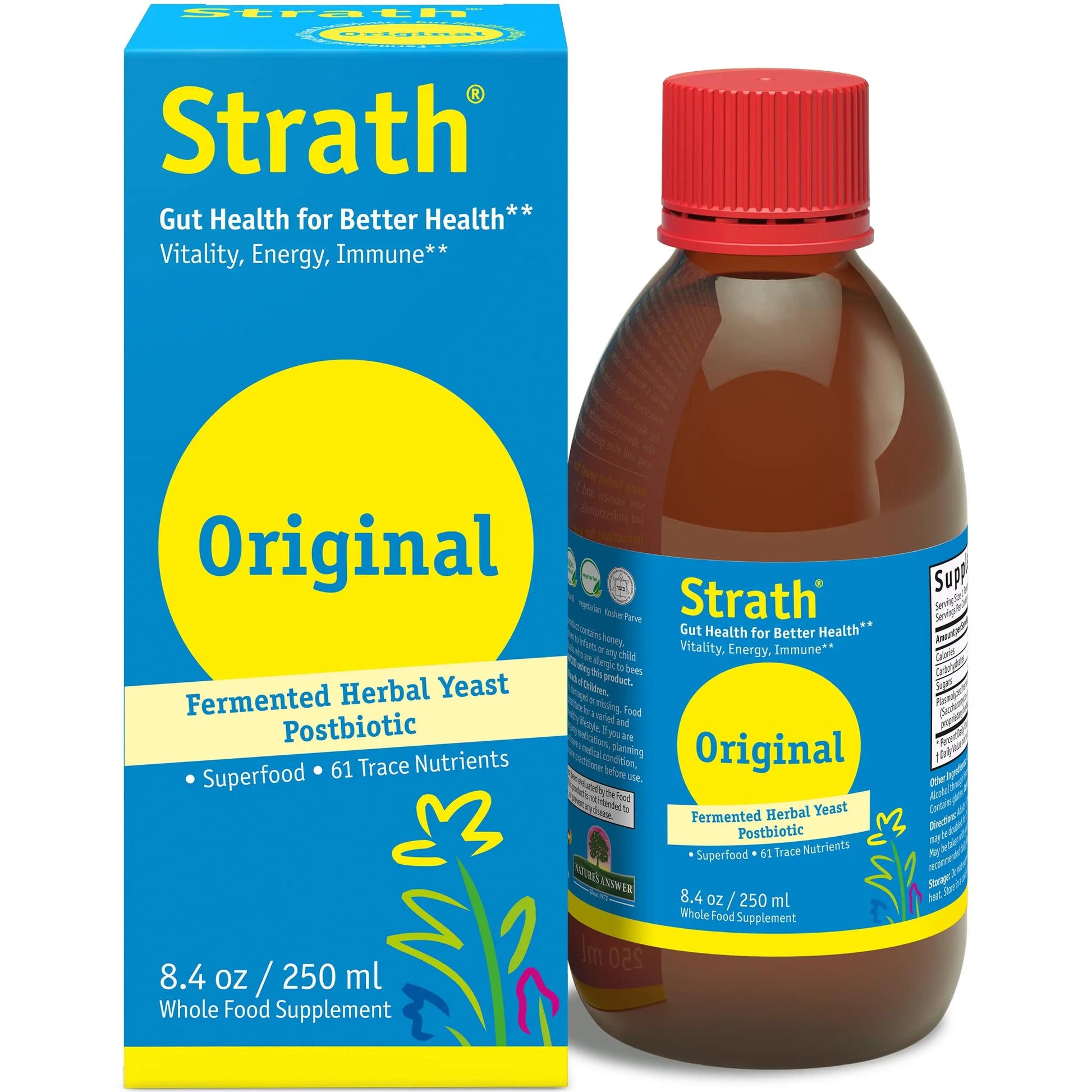 Strath Fermented Herbal Yeast Postbiotic - (8.4 Fl oz) Daily Nutritional Food Supplement Liquid | Supports Metabolism | Vegetarian | Lactose-Free | No Artificial Additives Bio-StrathBuy Supplements Australia