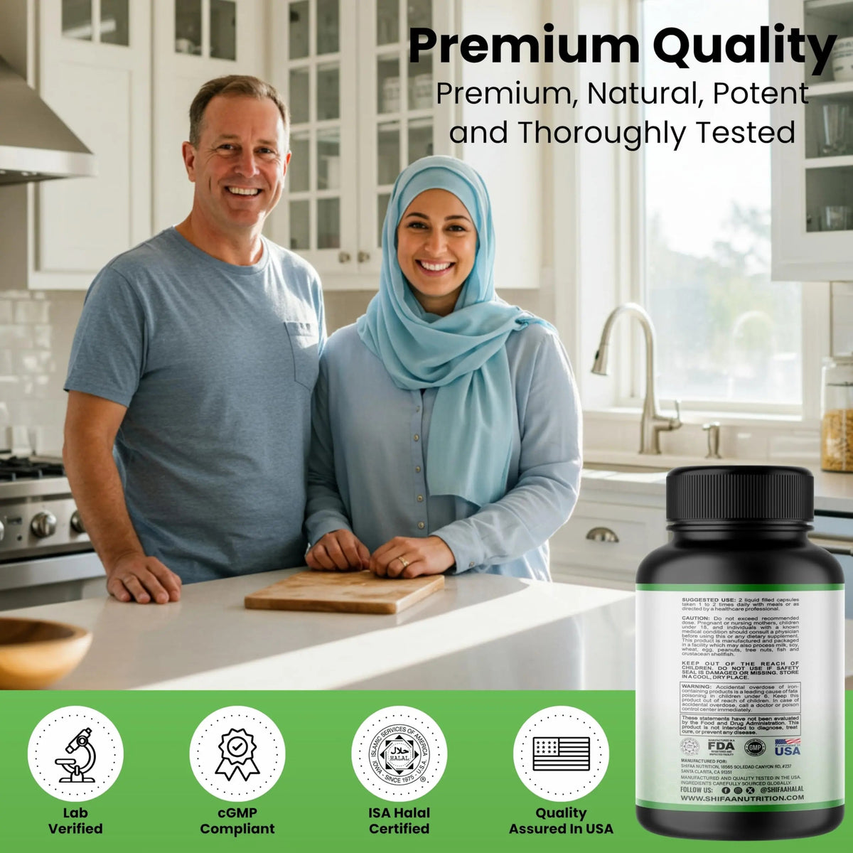 SHIFAA NUTRITION Halal Vitamins, Multivitamin for Women & Men – Comprehensive Support for Heart, Brain, Eye & Immune Health SHIFAA NUTRITION