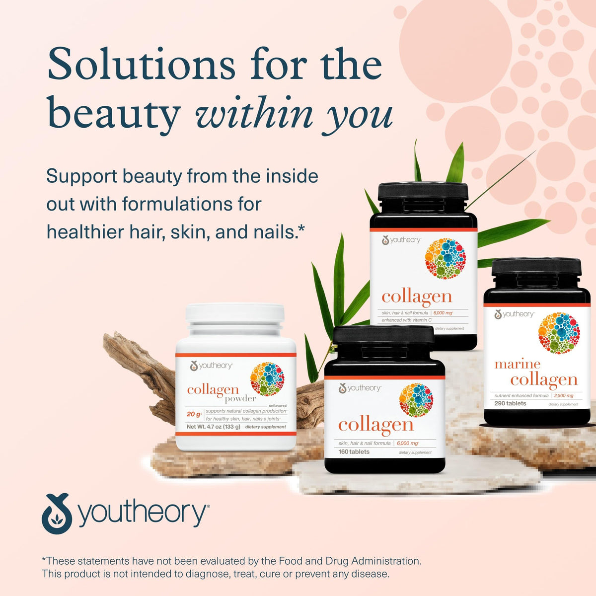 Youtheory Advanced Collagen - 6,000 mg Hydrolyzed Collagen Peptides - Includes Antioxidants & Contains Vitamin C - Hair Growth, Nails, Joint Health & Bone Support* - 290 Tablets (48-Day Supply) Youtheory buy supplements Au