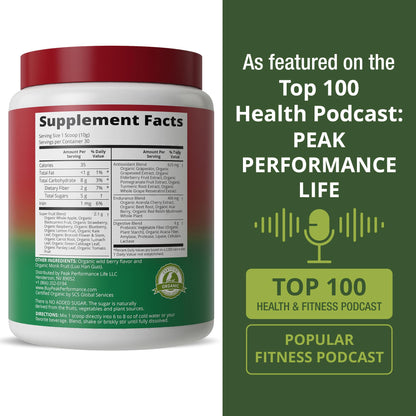 Peak Performance Organic Reds Superfood Powder, Best Tasting Organic Red Juice Super Food w/ 25+ All Natural Ingredients & Polyphenols, Vital for Max Energy and Detox. Raspberry, Elderberry, Beetroot Peak PerformanceBuy Supplements Australia