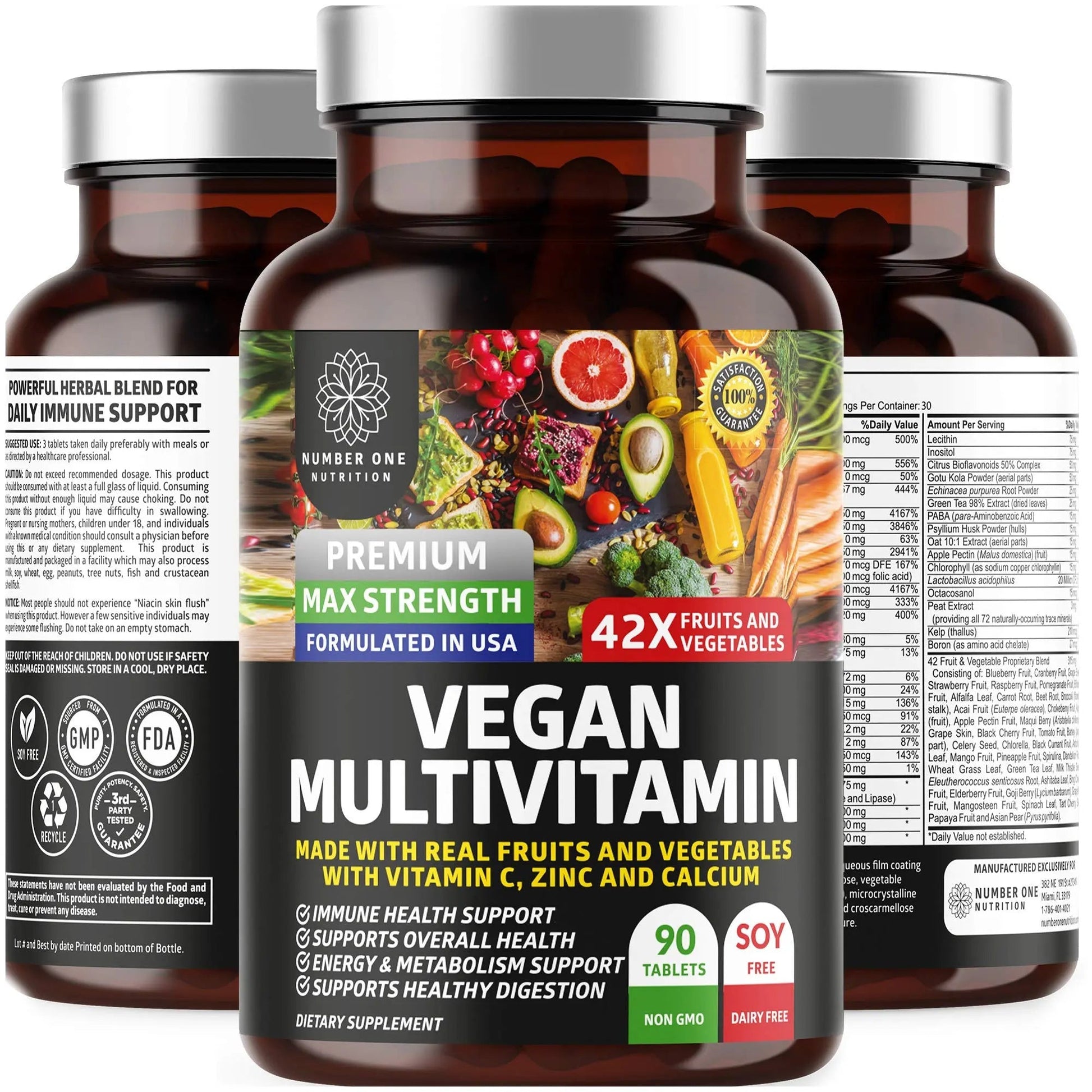 N1N Premium Plant Based Multivitamin [42 Powerful Ingredients] Men & Women Daily Multivitamins with Raw Veggies and Fruits, Probiotics Number One Nutrition