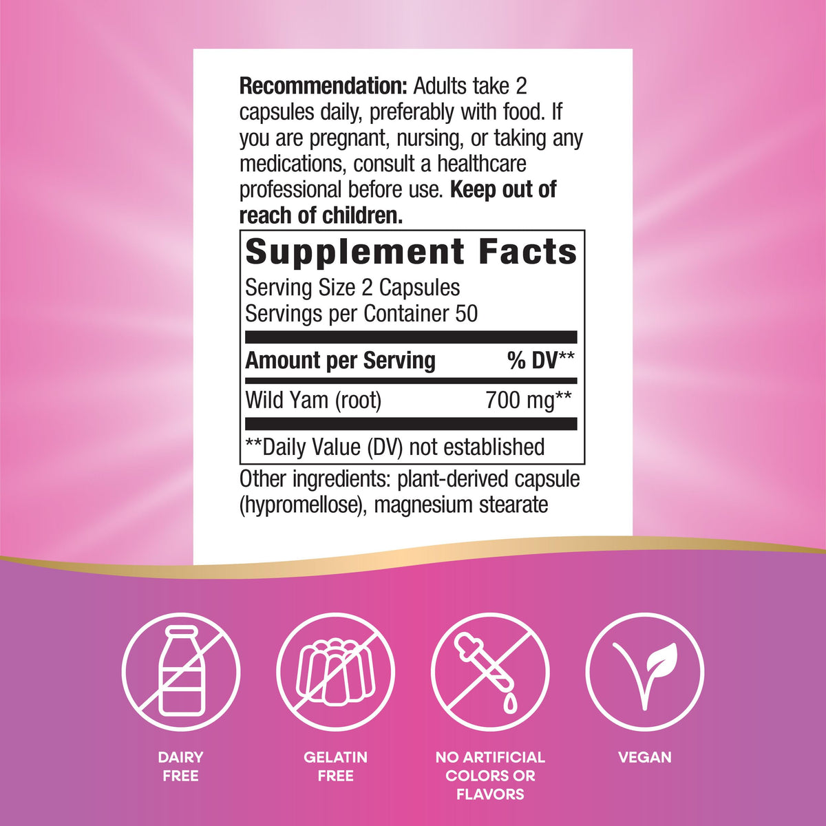 Nature's Way Wild Yam Root Capsules, Women's Traditional Health Support*, 700 mg per 2-Capsule Serving, Non-GMO Project Verified, 100 Vegan Capsules (Packaging May Vary) Nature's WayBuy Supplements Australia