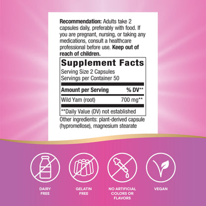 Nature's Way Wild Yam Root Capsules, Women's Traditional Health Support*, 700 mg per 2-Capsule Serving, Non-GMO Project Verified, 100 Vegan Capsules (Packaging May Vary) Nature's WayBuy Supplements Australia
