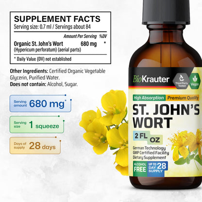 BIO KRAUTER® St Johns Wort for Calm & Mood Support - Vegan St. John's Wort for Relaxation & Emotional Wellness Support - Calm Drops 2 Fl.Oz., 28-Day Supply, Alcohol & Sugar Free Herbal Supplements BIO KRAUTER buy supplements Au