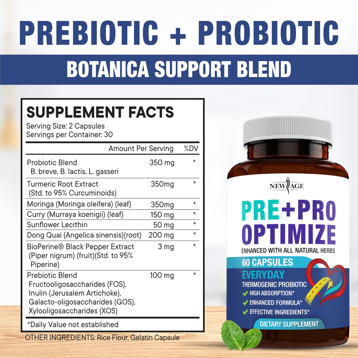 Pro Optimize Probiotics for Women, Menopause, 70 Billion CFU, Digestive Health - Relief for Bloating, Hot Flashes, Joint Support, Night Sweats - Gut Health & Metabolism - Dong Quai (120 (Pack of 2)) NEW AGEBuy Supplements Australia
