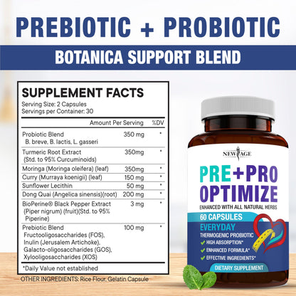 NEW AGE Pro Optimize Probiotics for Women, Menopause, Digestive Health - Support for Bloating, Hot Flashes, Joint Support, Night Sweats