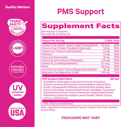 Pink Stork PMS Supplement for Women - Vitex, Ashwagandha, Maca Root & 10 Vitamins & Minerals to Support Hormone Balance, Mood, Bloating, Period Regularity - 60 Capsules Pink StorkBuy Supplements Australia