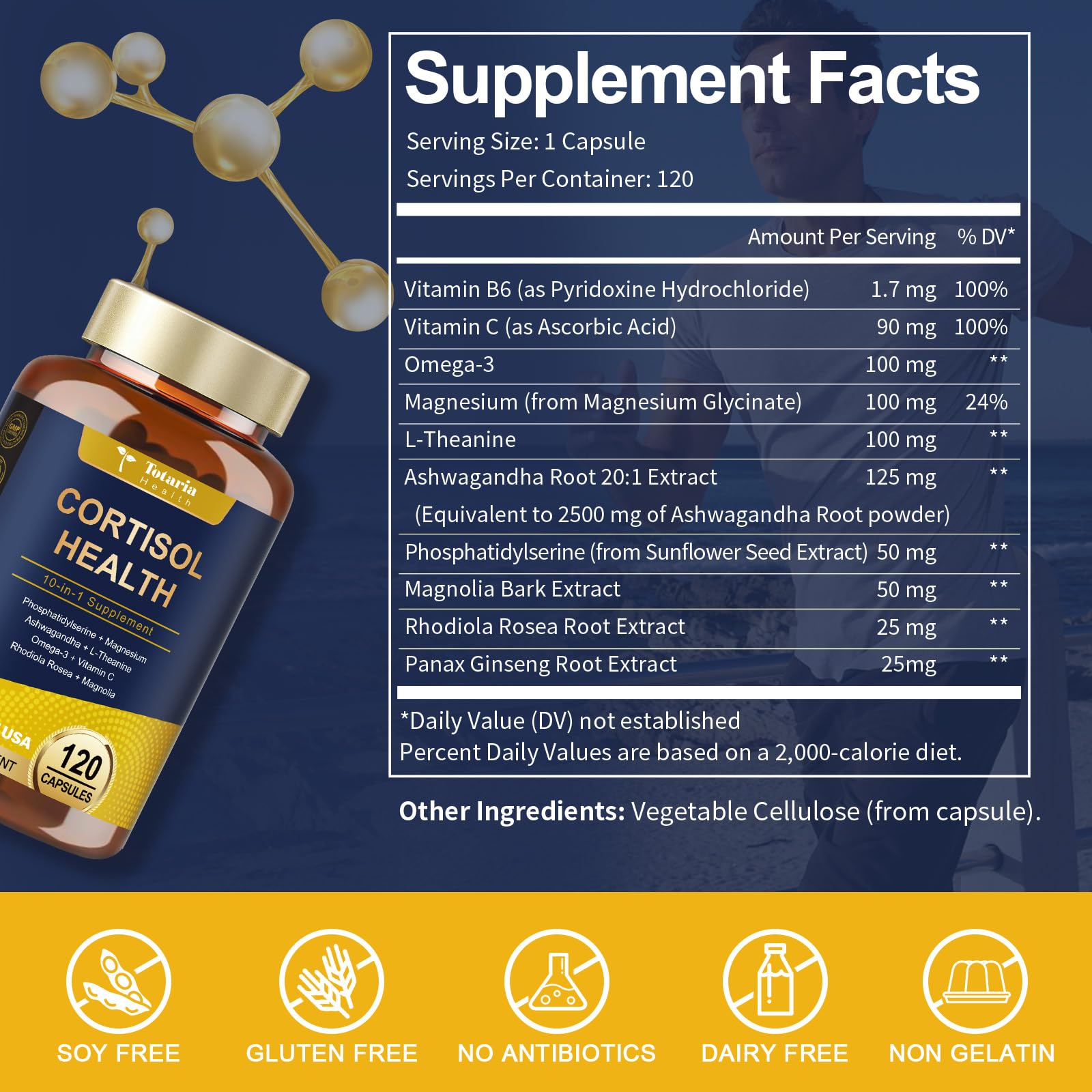 Totaria Cortisol Supplement with Ashwagandha,Magnesium,Rhodiola Rosea,L Theanine,Hormone Balance for Women 120 Vegan Capsules (Pack of 1) TotariaBuy Supplements Australia