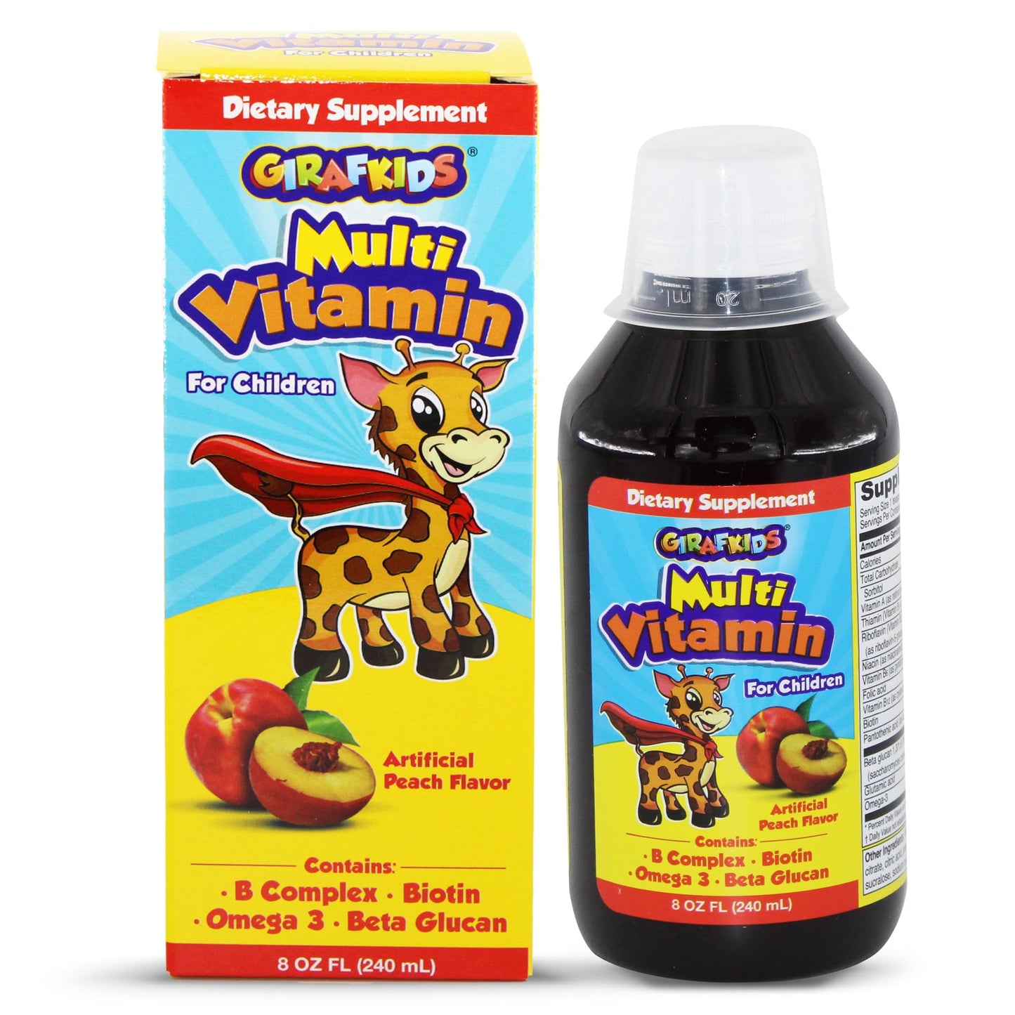 GirafKids Multivitamin Syrup + Super Vitamins Liquid Bundle for Kids Ages 4+ | Omega-3, Beta Glucan, Royal Jelly & Propolis | PHARMADELBuy Supplements Australia