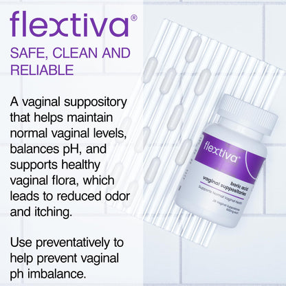 Flextiva Boric Acid Vaginal Suppositories - Boric Acid Pills for Women - Vaginal Health pH Balance for Women FlextivaBuy Supplements Australia