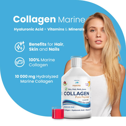 Marine Liquid Collagen 10000mg 500 ml I Pure Hydrolyzed Collagen Peptides Swedish NutraBuy Supplements Australia
