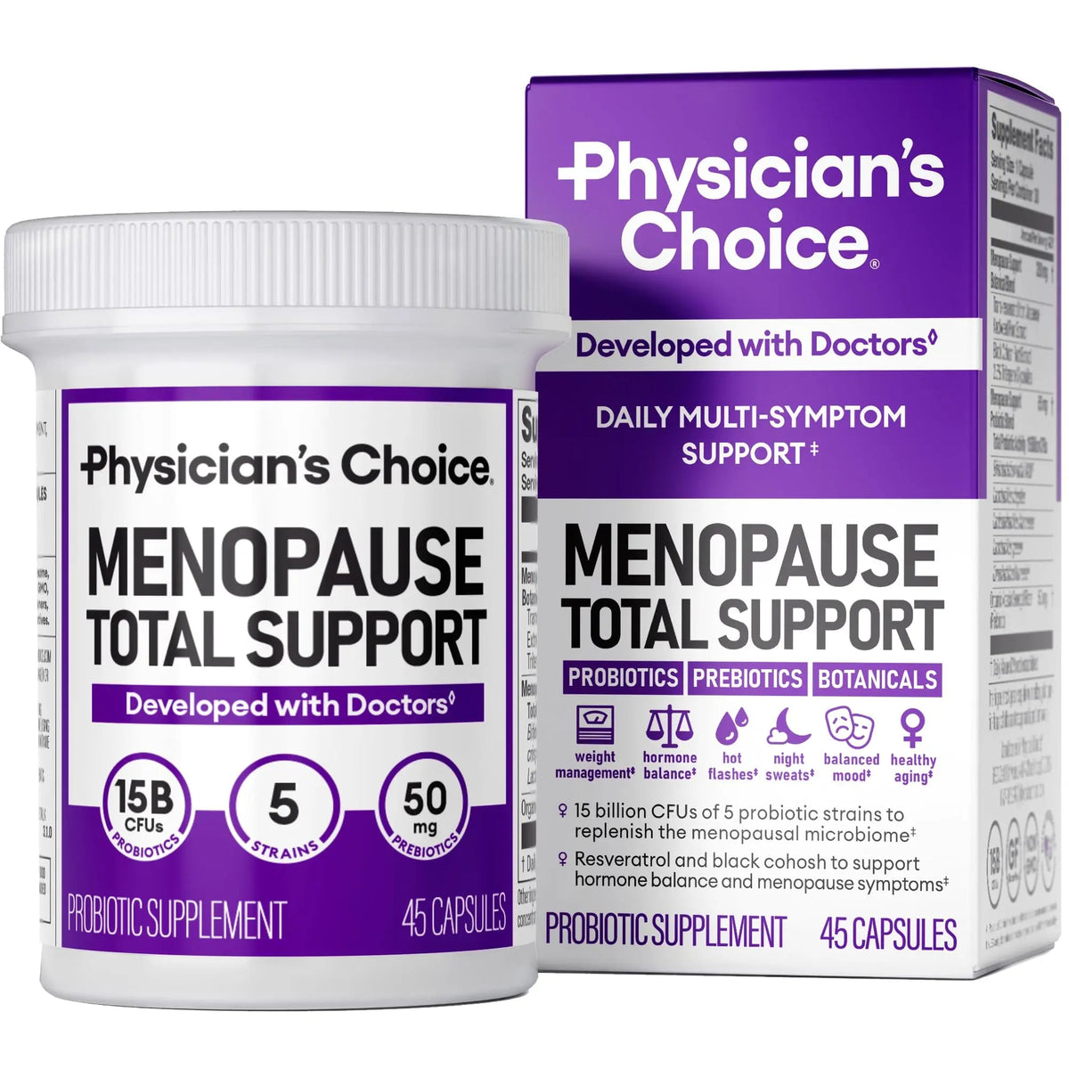 Physician's CHOICE Menopause Probiotic Supplement for Women - Supports Hormone Balance, Hot Flashes, Night Sweats, Weight Management, Bloating & Gut Health - with Black Cohosh, Resveratrol+ - 45ct Physician's CHOICE buy supplements Au