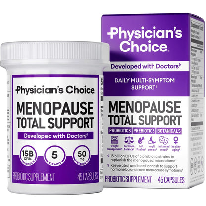 Physician's CHOICE Menopause Probiotic Supplement for Women - Supports Hormone Balance, Hot Flashes, Night Sweats, Weight Management, Bloating & Gut Health - with Black Cohosh, Resveratrol+ - 45ct Physician's CHOICE buy supplements Au