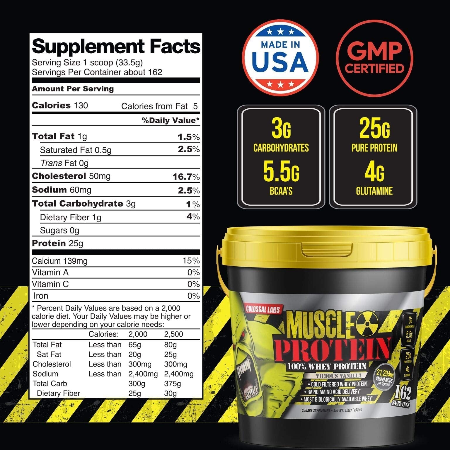 Colossal Labs Whey Protein Blend [12 Pounds/Pack of 1]–Vicious Vanilla, Cold Filtered COLOSSAL LABSBuy Supplements Australia