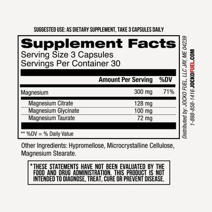 Jocko Fuel Magnesium Complex Supplement - Magnesium Glycinate, Citrate, & Taurate Capsules Dietary Supplement for Muscle Recovery & Relaxation, Heart, Nerve, Bone Support, & Sleep 30-Day Supply Jocko FuelBuy Supplements Australia