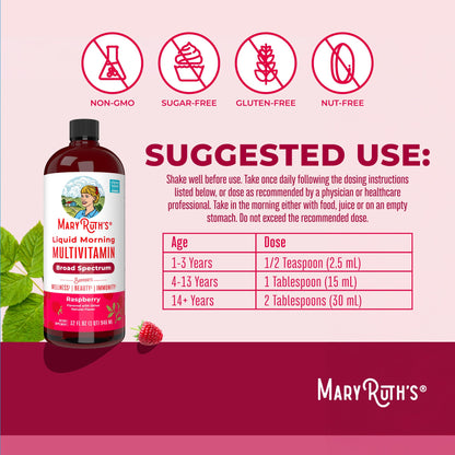 MARYRUTH'S Liquid Morning Multivitamin for Women, Men & Kids | Vitamin A C D E B6 B12 Biotin Zinc | Beauty | Vegan | Non-GMO | Gluten Free | 32 Servings MARYRUTH'SBuy Supplements Australia