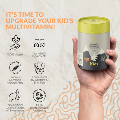 Terraseed Complete Kids Multivitamin Gummies - with Omega 3,6,9, Vitamin B12, Folic Acid, Iodine, Vitamin C, Zinc - Kids Daily Essential Vitamins Terraseed