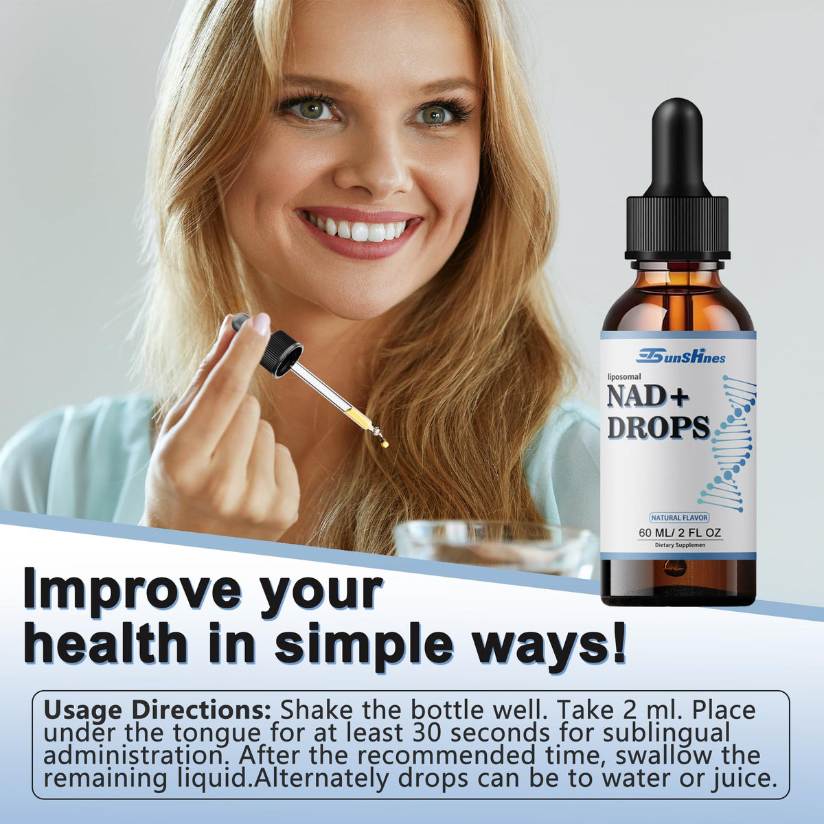 tsunshnes Liposomal NAD+800mg, NAD+ Supplement Drops - NMN or Nicotinamide Riboside Alternative, Healthy Aging Energy Metabolism and Vitality, NAD Liquid Supplement for Maximum Absorption tsunshnesBuy Supplements Australia
