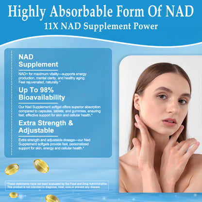JINGYAT 11-in-1 NAD Supplement with Resveratrol, CoQ10, Quercetin, Collagen, Grape Seed for Cellular Energy, Mental Focus & Antioxidant Support - NAD Supplement for Women & Men, 120 Soft Capsules JINGYATBuy Supplements Australia
