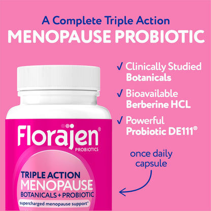 Florajen Triple-Action Menopause Probiotic - Hormonal Balance, Hot Flash, & Mood Swing Relief - Weight Management & Digestive Support - Featuring Berberine, Black Cohosh, & Botanical - 30 Capsules FlorajenBuy Supplements Australia
