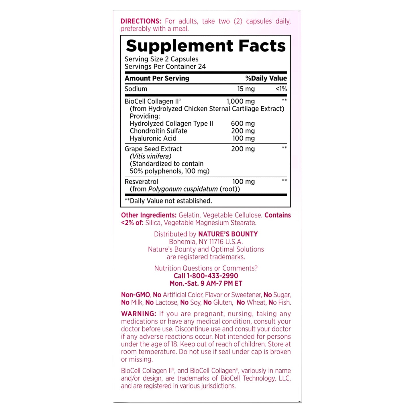 Nature’s Bounty Optimal Solutions Ultra Collagen Booster for Healthy-Aging Supplement, Resveratrol, Hyaluronic Acid – Collagen Capsules for Women, 48 Capsules