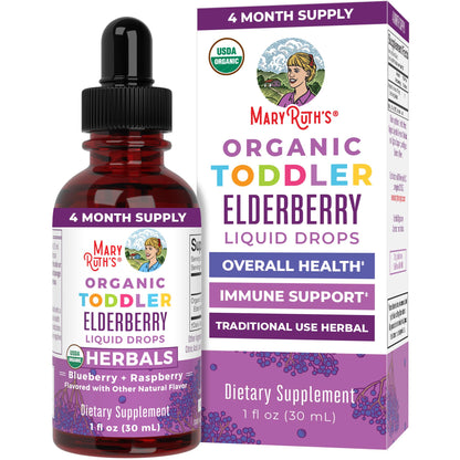 MaryRuth Organics Toddler Elderberry Syrup, USDA Organic Elderberry, Sugar Free Kids Immune Support Supplement for Ages 1-3 Years, Clean Label Project Verified®, Vegan, Non-GMO, Gluten Free, 1 Fl Oz MARYRUTH'SBuy Supplements Australia