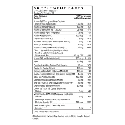 THORNE - Basic Prenatal - Well-Researched Folate Multi for Pregnant & Nursing Women - Includes 18 Vitamins & Minerals, Plus Choline - Third-Party Certified
