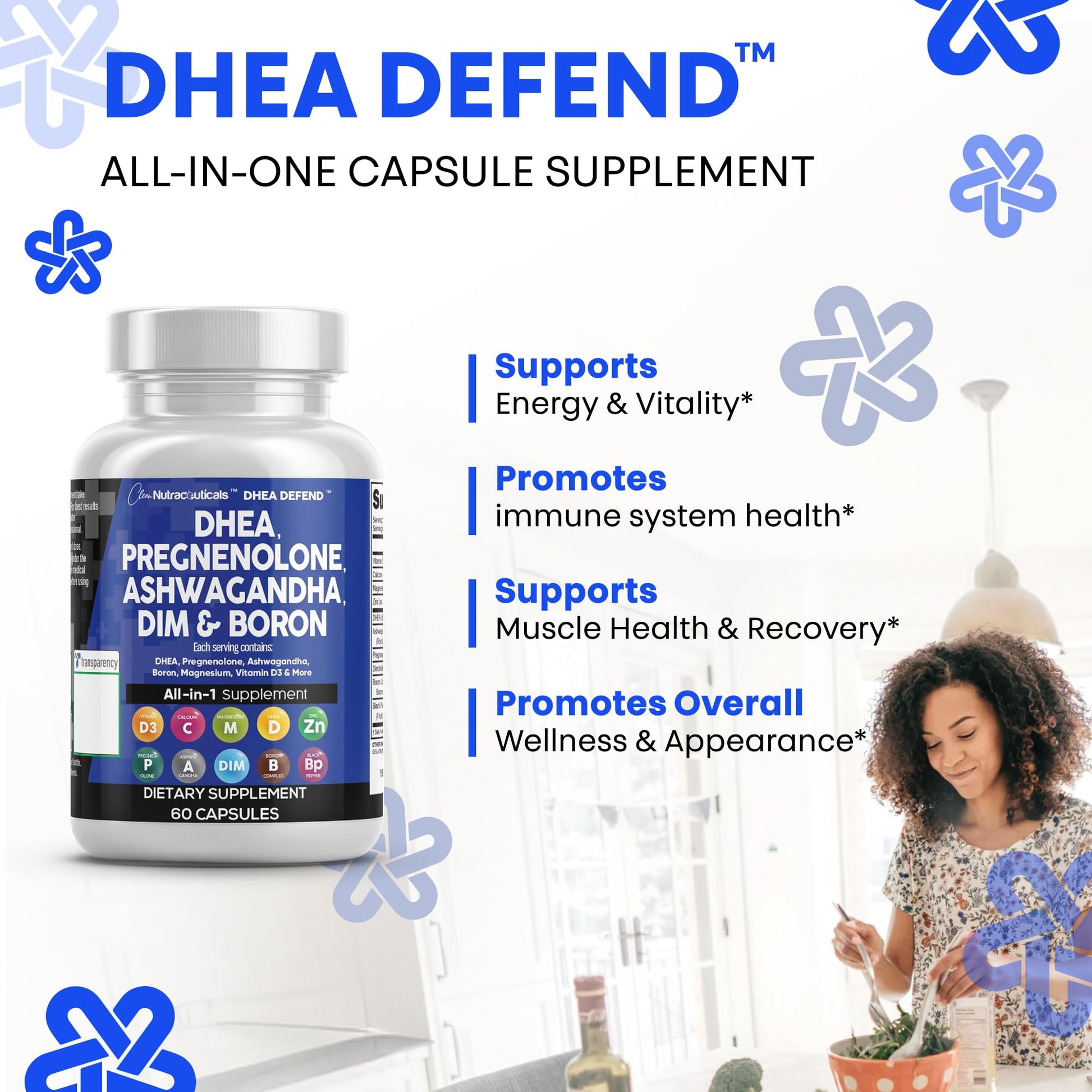 DHEA 200mg Supplement Pregnenolone 100mg for Men & Women with DIM Ashwagandha Boron 6mg Complex Calcium Magnesium Zinc 50mg Vitamin D3 5000 iu Hormone Support Capsules Pills - Made in USA 60 Ct Clean NutraceuticalsBuy Supplements Australia