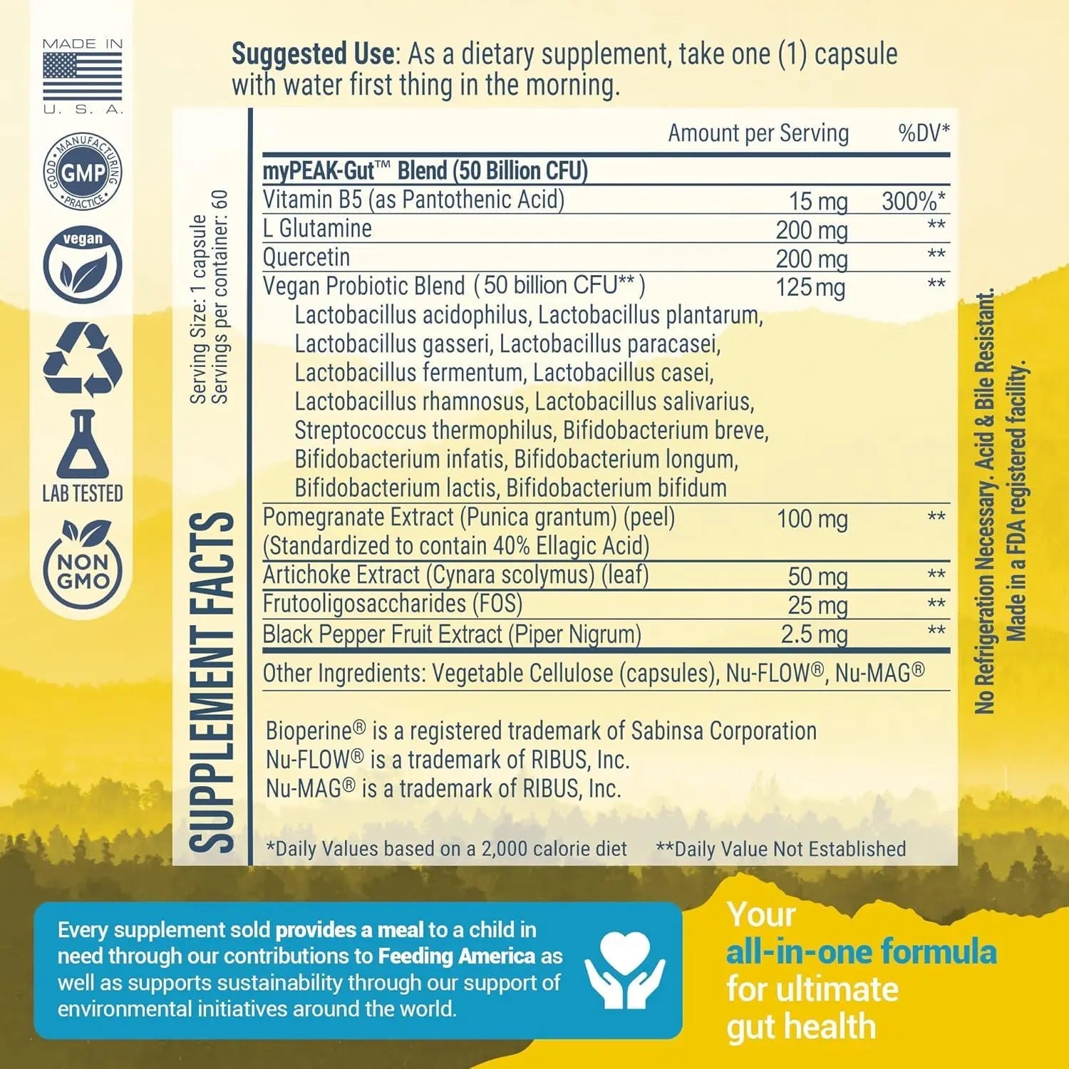 myPEAK PeakBiotic: The Ultimate Vegan Synbiotic with 50 Billion CFU Probiotics Prebiotics Postbiotics Modbiotics and Gut Lining to Enhance Digestion, Skin, and Mood with 2-Month Supply, 60 Capsules myPEAKBuy Supplements Australia