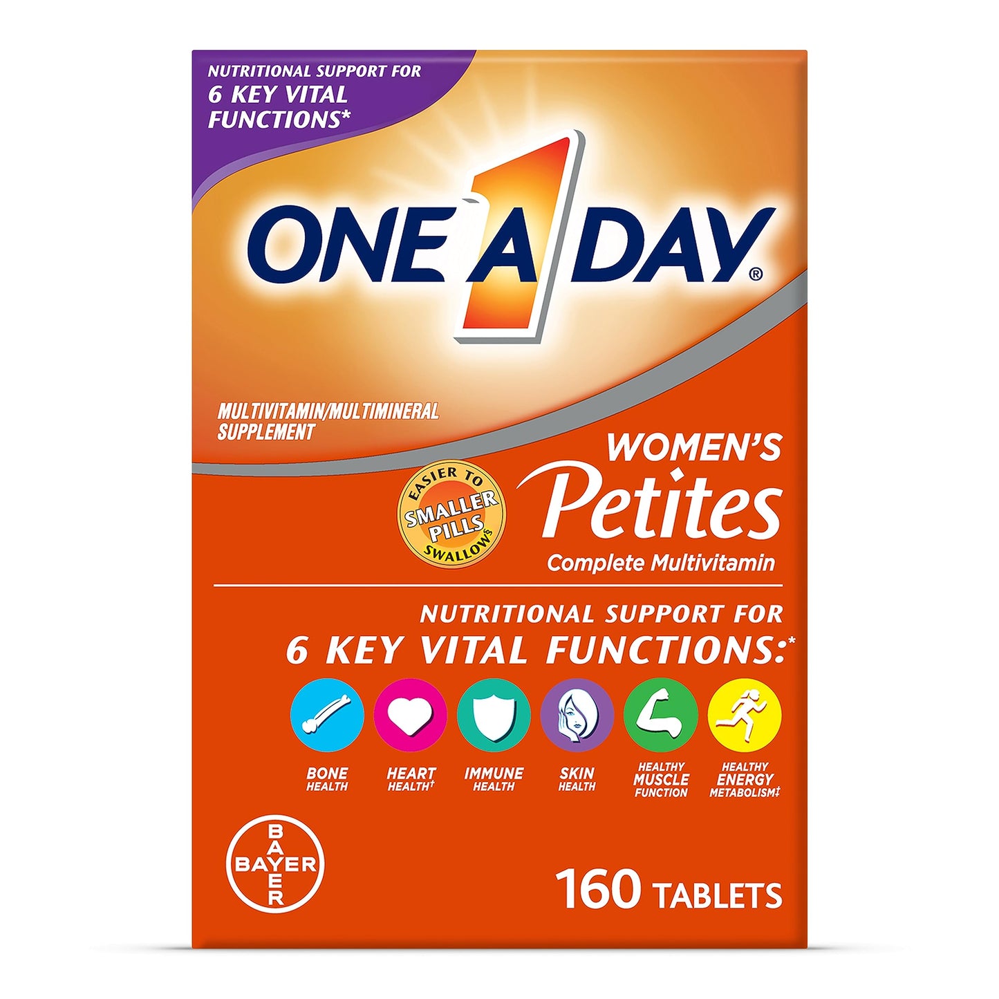 One A Day Women’s Petites Multivitamin,Supplement with Vitamin A, C, D, E and Zinc for Immune Health Support, B Vitamins, Biotin, Folate (as folic acid) & more,Tablet, 160 count ONE A DAYBuy Supplements Australia