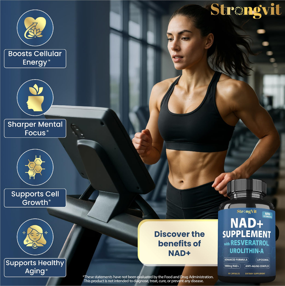 1000mg NAD Supplement with Resveratrol - Advanced Liposomal NAD+ Supplements for Men and Women - Anti-Aging Cell Regenerator - 60 NAD Plus Capsules for Energy & Cellular Health StrongVitBuy Supplements Australia