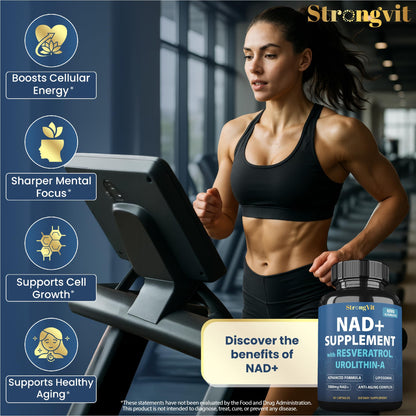 1000mg NAD Supplement with Resveratrol - Advanced Liposomal NAD+ Supplements for Men and Women - Anti-Aging Cell Regenerator - 60 NAD Plus Capsules for Energy & Cellular Health StrongVitBuy Supplements Australia