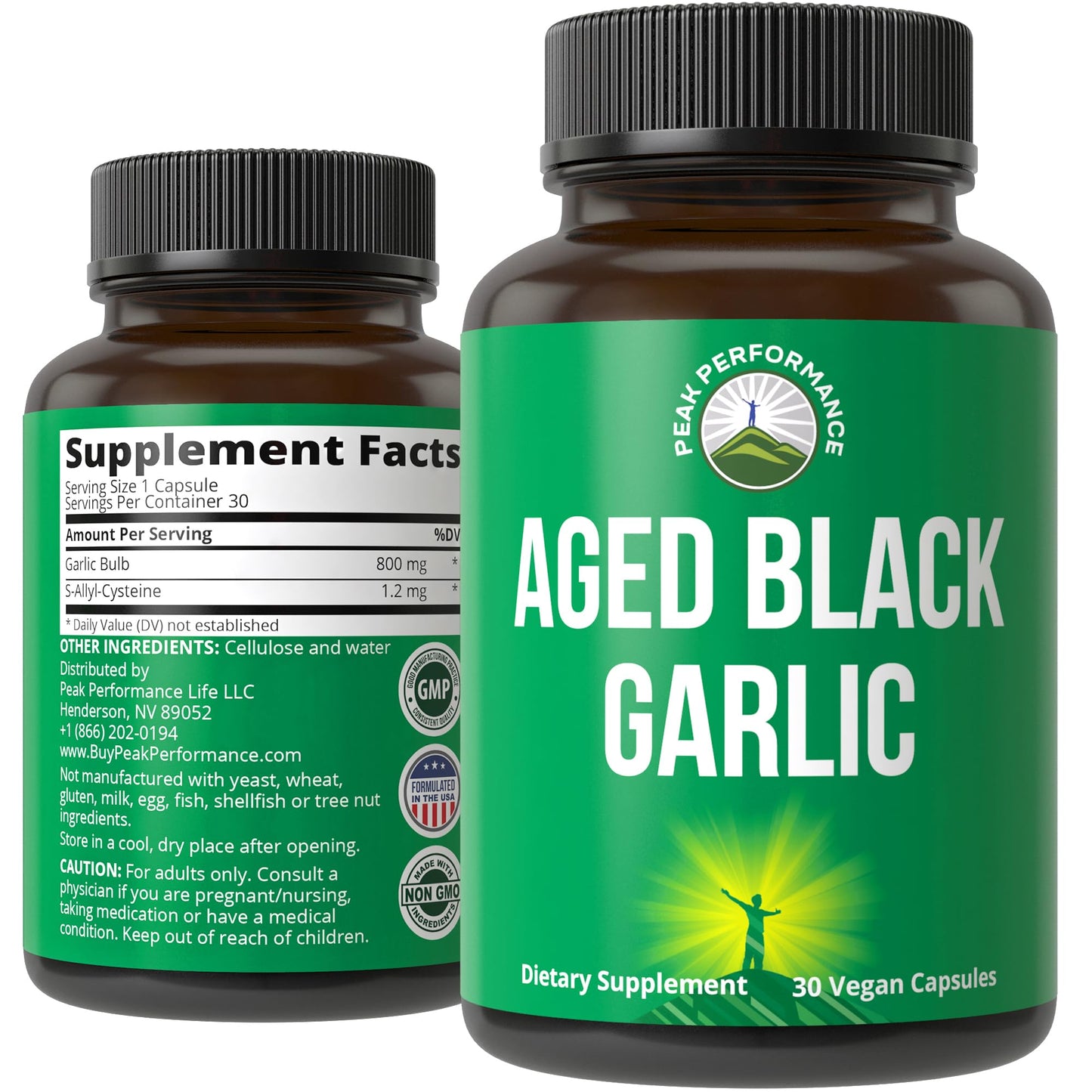 Peak Performance Aged Black Garlic Capsules. Raw Vegan Pure Odorless Extract Supplement Pills for Cholesterol, and Immune Support. from Garlic Bulb with S-Allyl Cysteine and Antioxidants Peak PerformanceBuy Supplements Australia