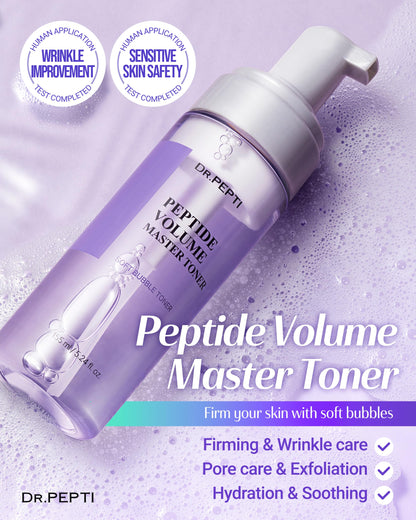 DR.PEPTI Peptide Volume Toner – 12 Peptides, Volufiline™ & 54% Centella Base – No-Drip Bubble Treatment Toner, Firming & Plumping with 8-Type Hyaluronic Acid & Collagen, 5.24 fl oz dr.pepti buy supplements Au