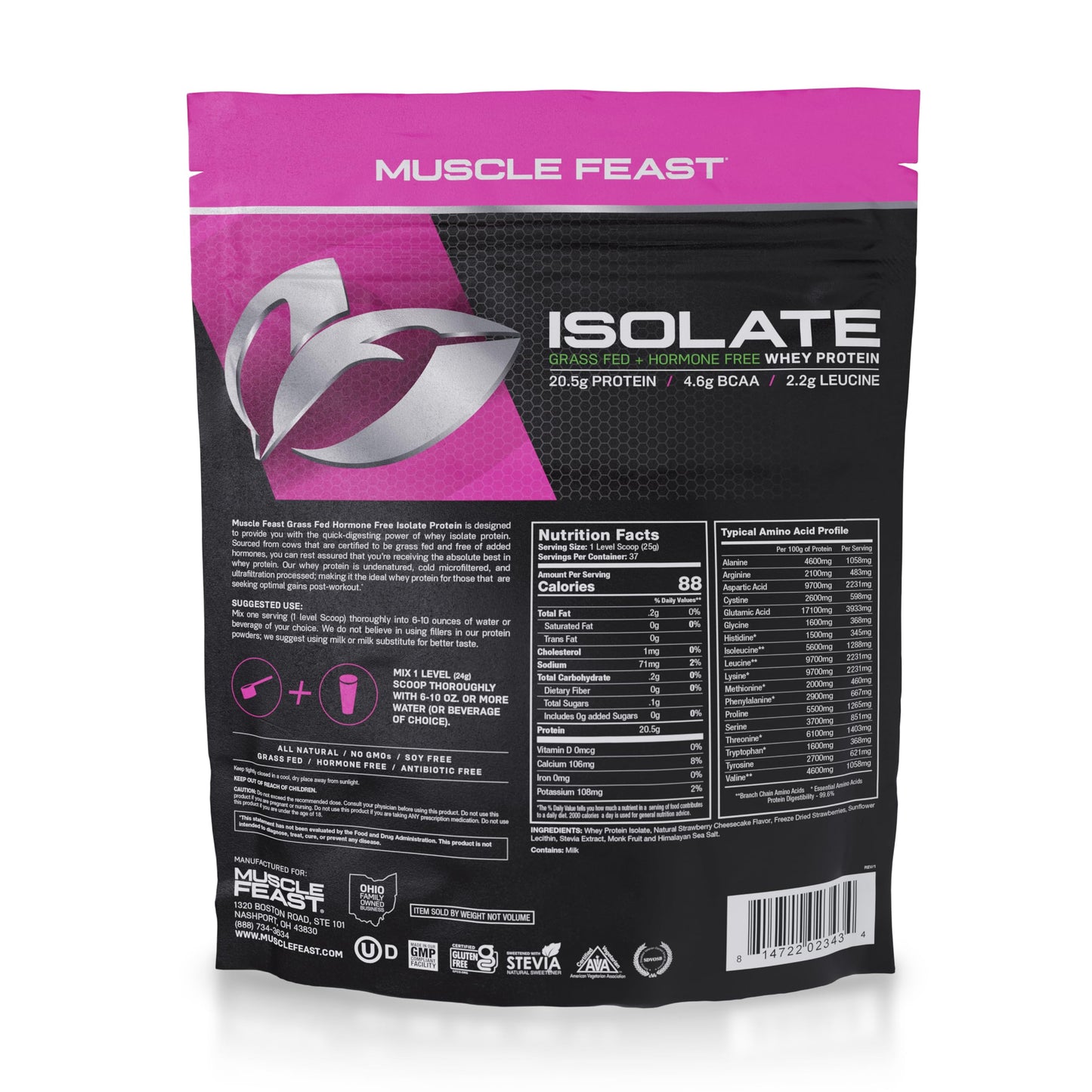 Muscle Feast Grass-Fed Whey Protein Isolate, All Natural Hormone Free Pasture Raised Muscle FeastBuy Supplements Australia