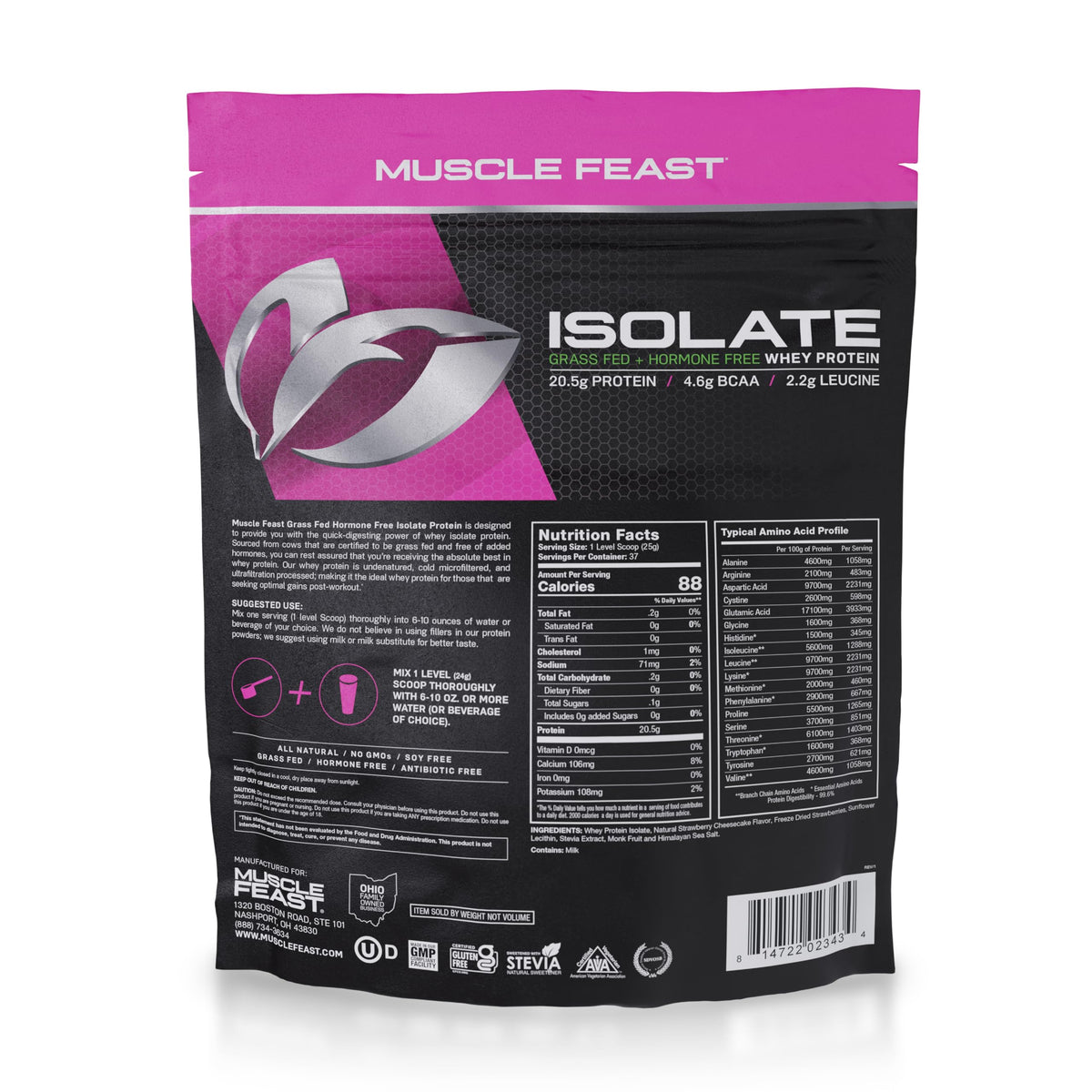 Muscle Feast Grass-Fed Whey Protein Isolate, All Natural Hormone Free Pasture Raised Muscle FeastBuy Supplements Australia