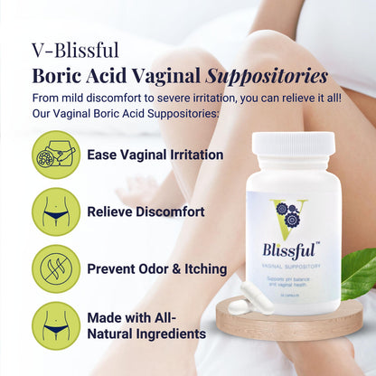 V Blissful - Boric Acid Suppositories Helps with Yeast Infections - Effective Feminine Care with Boric Acid, Perfect V BlissfulBuy Supplements Australia
