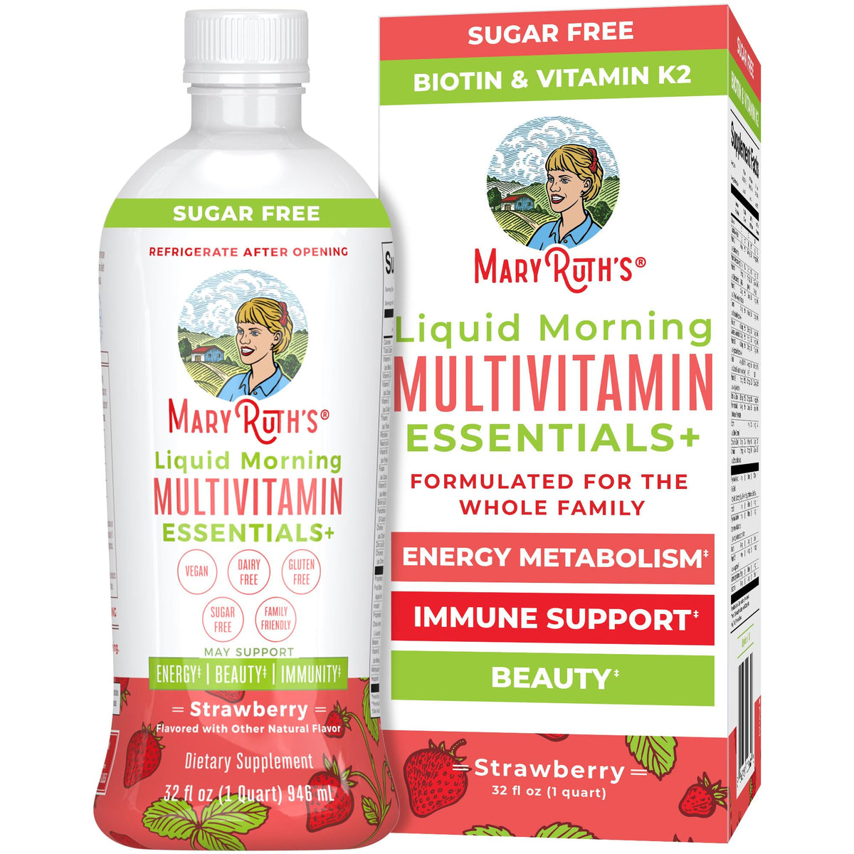 MaryRuth's Liquid Morning Multivitamin Essentials+ | Vitamin A C D E B6 B12 K2 Biotin Zinc | Mens Womens Multivitamin | Immune Support | Beauty | Sugar Free | Vitamins for Ages 1+ | Vegan | 32 Fl Oz MARYRUTH'SBuy Supplements Australia