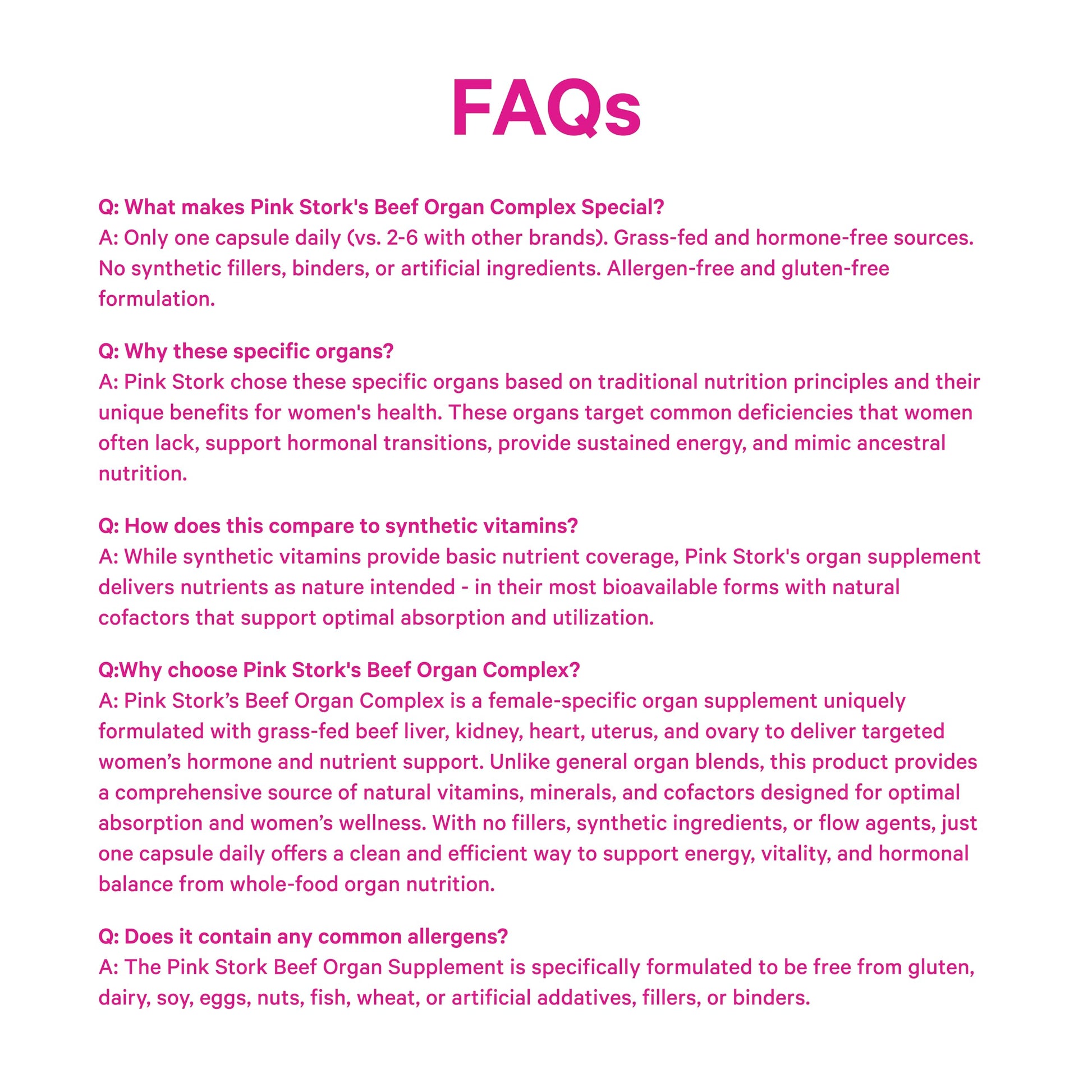 Pink Stork Beef Organ Supplement for Women | Grass-Fed Beef Liver Capsules with Iron, B12, CoQ10, Vitamin A | Primal Multivitamin for Female Hormone + Energy Support | 60 Capsules Pink StorkBuy Supplements Australia