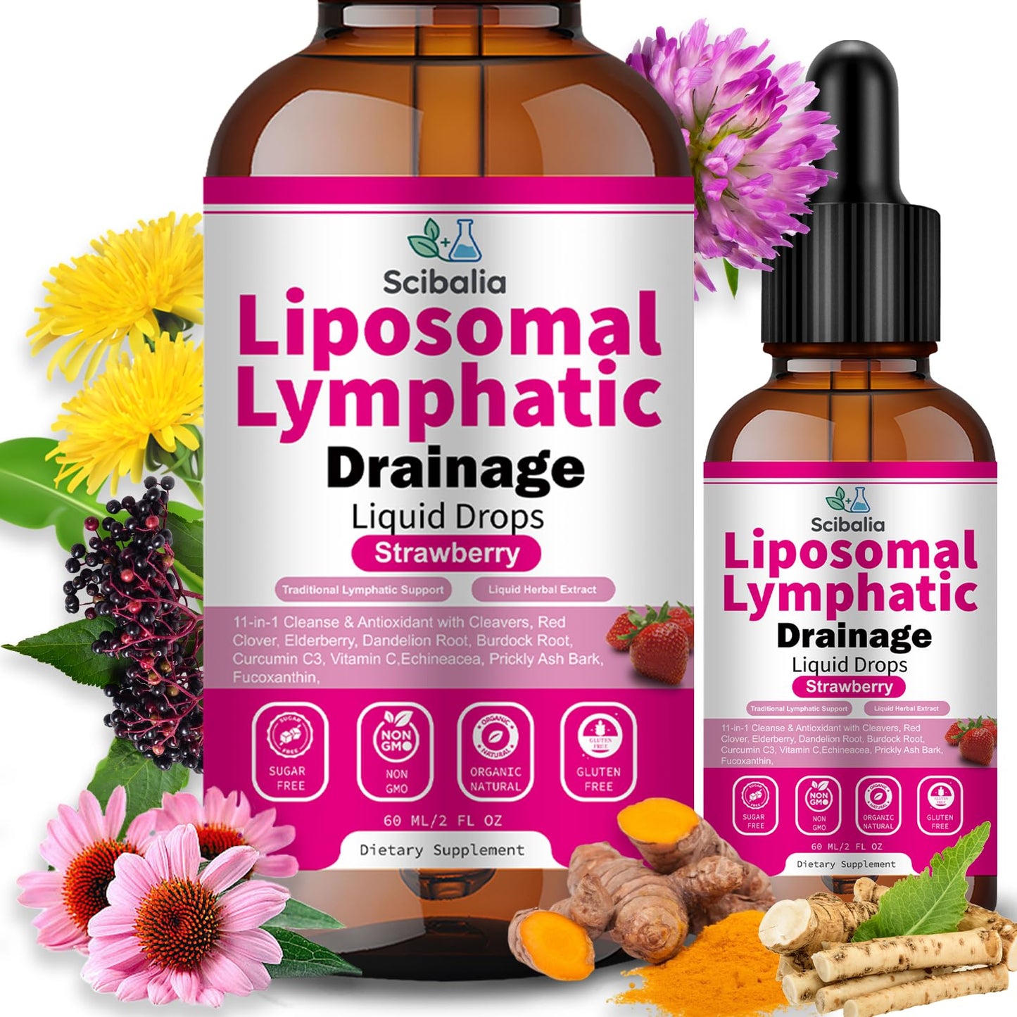 Scibalia Liposomal Lymphatic Drainage Drops, 11-in-1 Organic Lymphatic Support with Red Clover Echinacea Elderberry Burdock Root for Lymph Cleanse Immune Support & Daily Detox Vegan Non-GMO Scibalia buy supplements Au