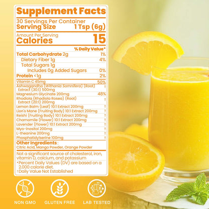 Cortisol Drink Powder, Cortisol Supplements for Women | Magnesium Glycinate, Ashwagandha, L-Theanine & Lion’s Mane | Relaxation, Focus & Stress Balance | Mango Orange Flavor | 30 Servings QIN SHAN TANGBuy Supplements Australia