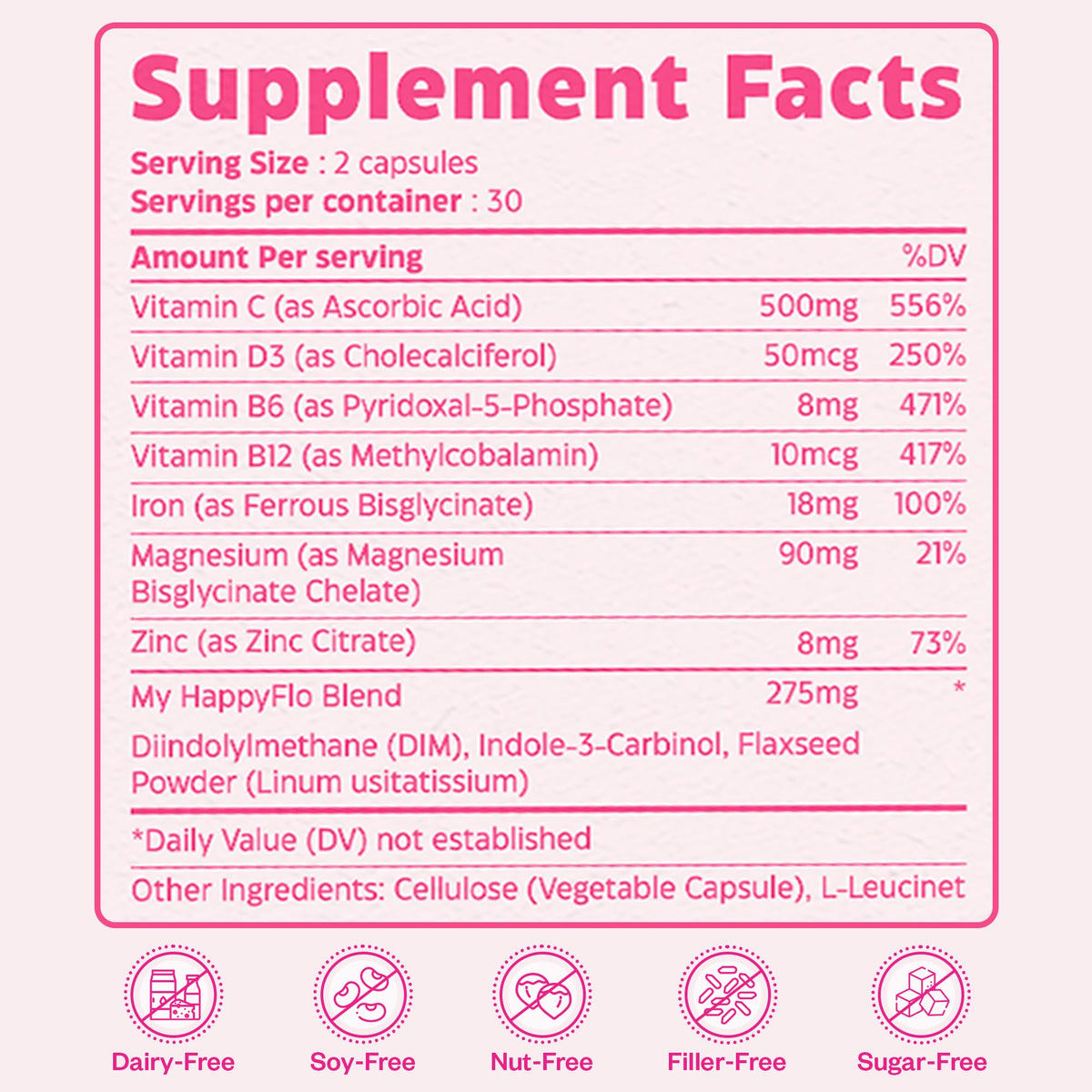 My Happy Flo PMS Support Supplement for Women with Iron, PMS Relief Hormone Support for Women, 10-in-1 PMDD Supplements for Women | DIM & I3C Indole-3-Carbinol for Cramp Relief, Heavy Flow - 60 Caps My Happy FloBuy Supplements Australia