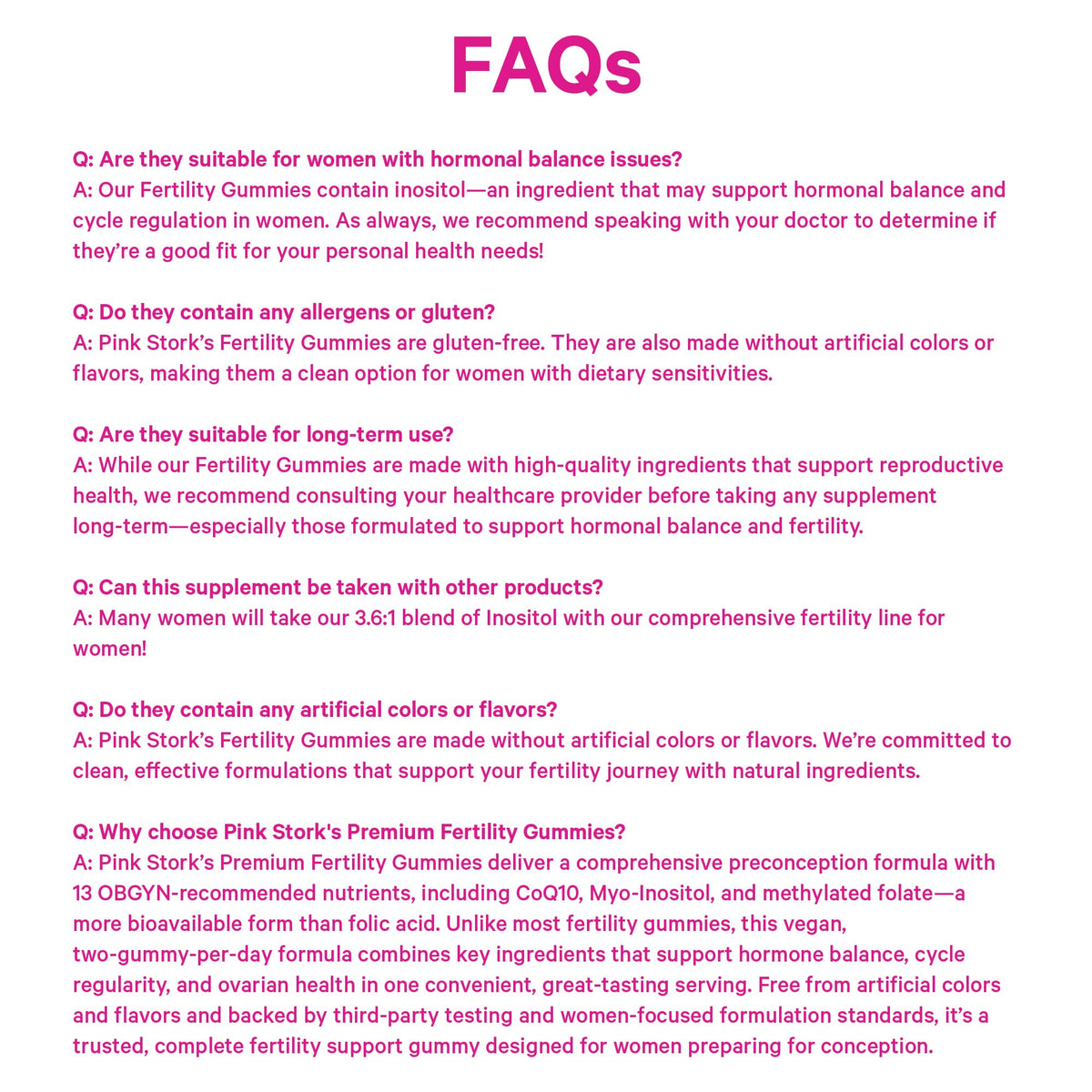 Pink Stork Premium Fertility Gummies | Fertility Supplements for Women with CoQ10, Myo-Inositol + Prenatal Vitamins | Conception Support | Hormone Balance for Women, Ovarian Care - 60 Gummies Pink StorkBuy Supplements Australia