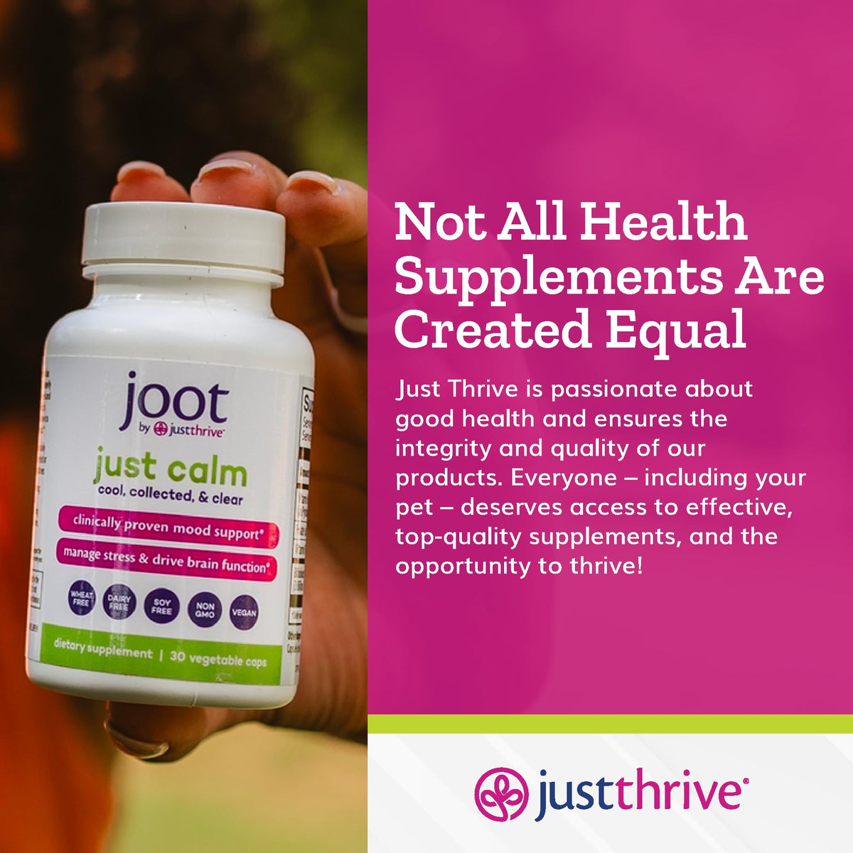 Just Thrive - Just Calm - Cortisol Manager - Calming, Memory, and Mood Support Supplement - Vegan, 30 Calm Capsules Just ThriveBuy Supplements Australia