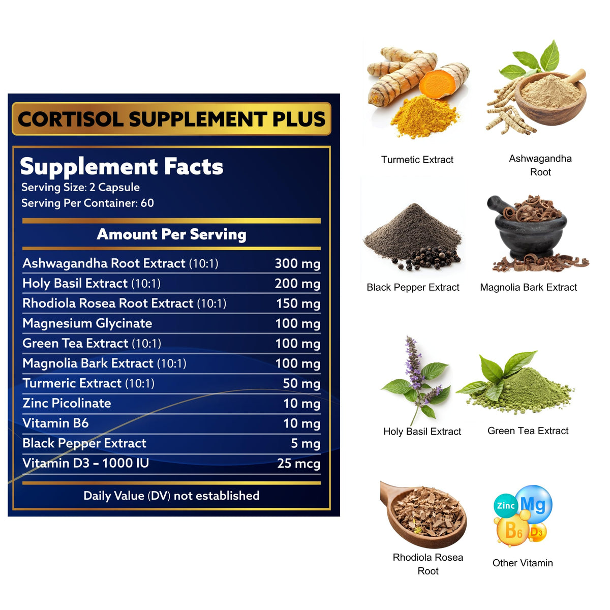 laslafarm 11in1 Cortisol Plus Supplement, 11in1 Ashwagandha and Natural Herbal Complex Vitamin Blend for Daily Mood, Focus and Sleep, Suitable for Women and Men 60 Capsules laslafarmBuy Supplements Australia