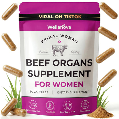 Primal Beef Organ Supplement for Women, Grass-Fed Ancestral Superfood Supplement with Uterus & Liver for Hormone Balance & Queen Energy - 60 Day Supply WellanovaBuy Supplements Australia