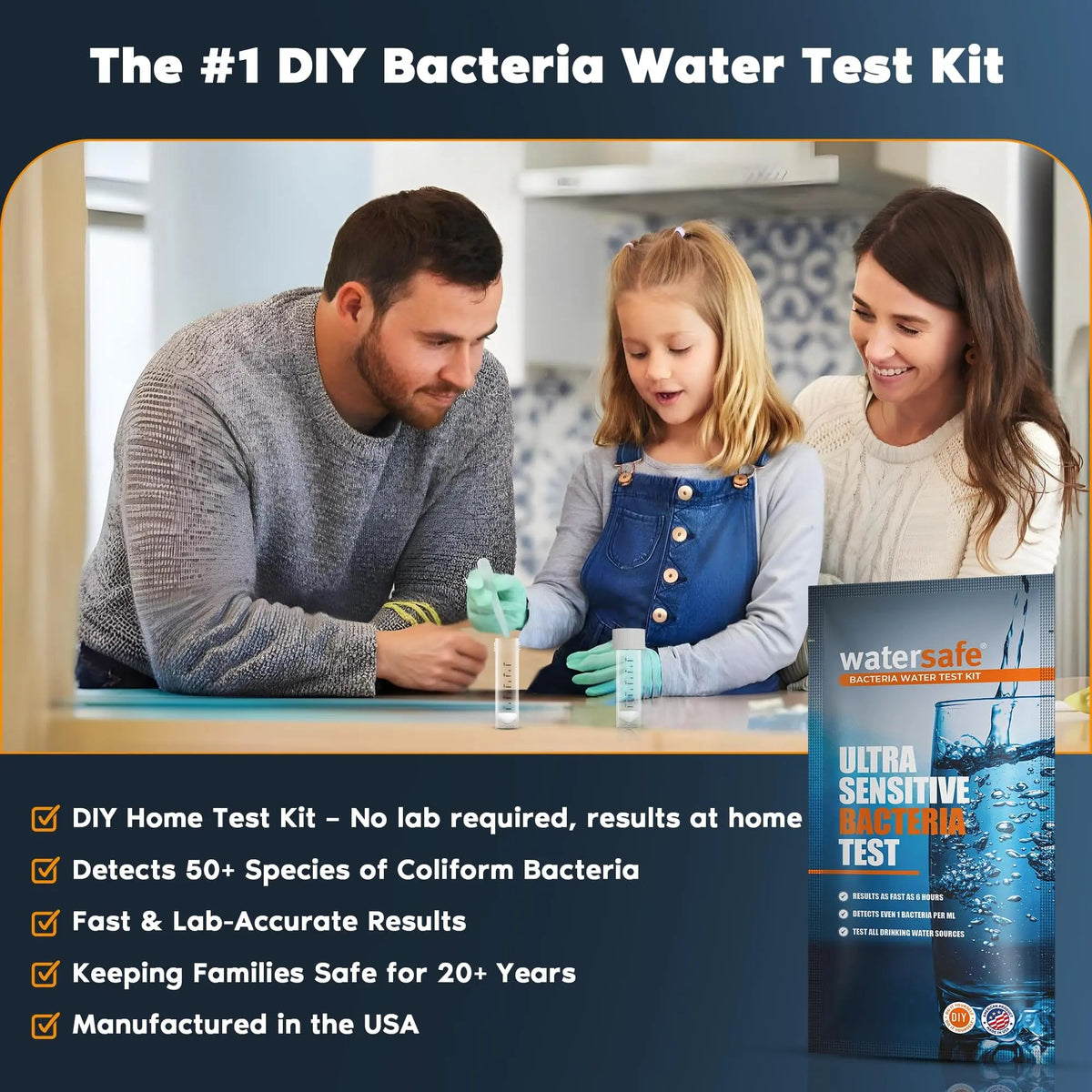 Watersafe® Bacteria Water Test Kit – USA-Made – Results as Fast as 6 Hours – Detects Coliform (Inc. E. coli) & Non-Coliform Bacteria in Drinking, Well & Tap Water – Lab-Quality Testing – 1 Pack WatersafeBuy Supplements Australia
