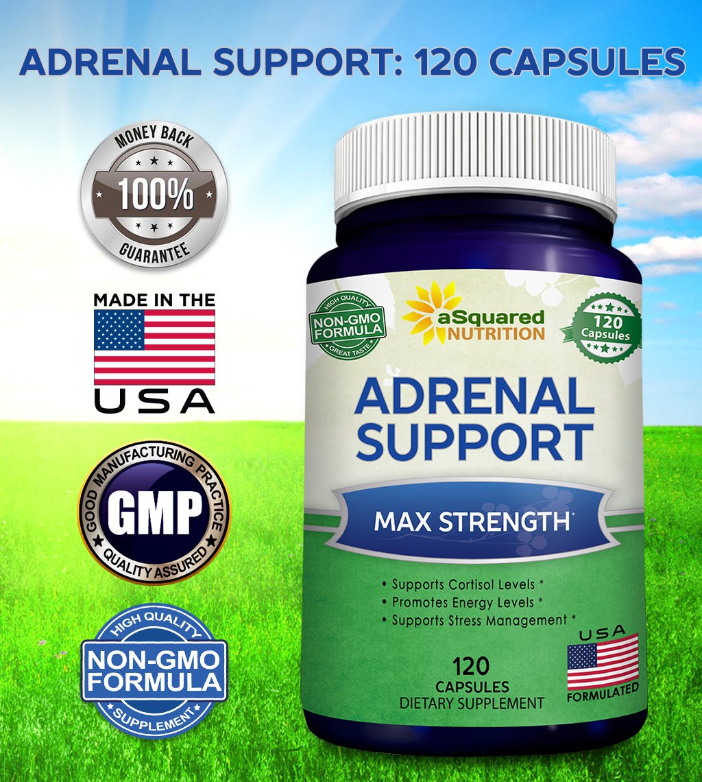 aSquared Nutrition Adrenal Support & Cortisol Manager Supplement (120 Capsules)-Adrenal Health w/Vitamin C Complex Pills to Support Fatigue & Stress Relief-Ashwagandha, L-Tyrosine, Rhodiola & Ginseng aSquared NutritionBuy Supplements Australia