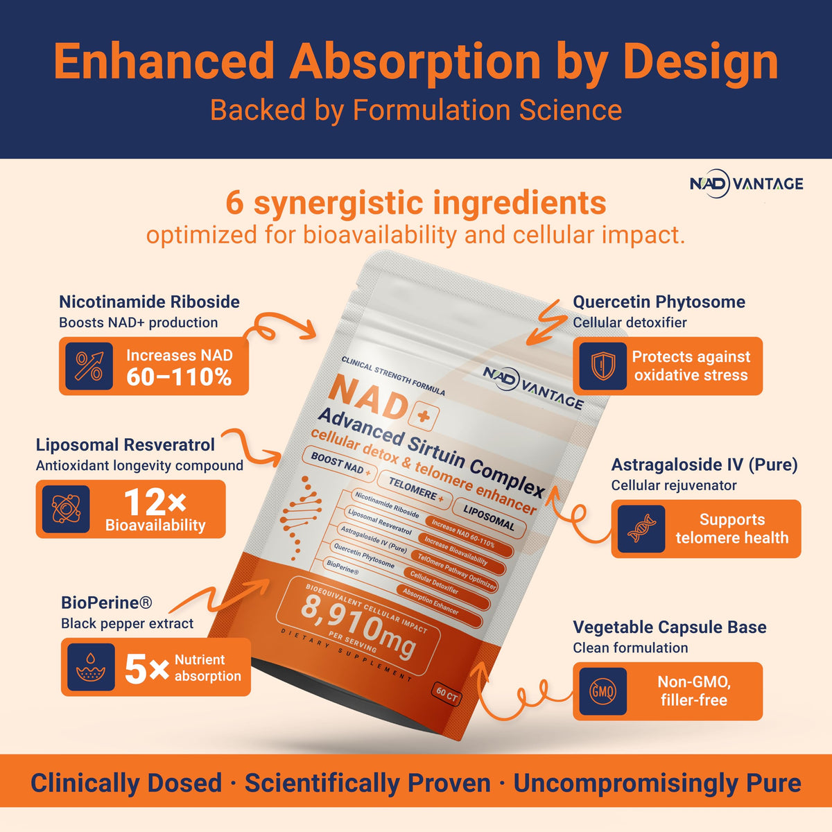 Eternaroot NAD+ 5D Matrix - High Potency NAD Precursor - 1000mg Nicotinamide Riboside (NR) + Liposomal Resveratrol - Clean Vegan Formula - Cellular Energy & Immune Support EternarootBuy Supplements Australia