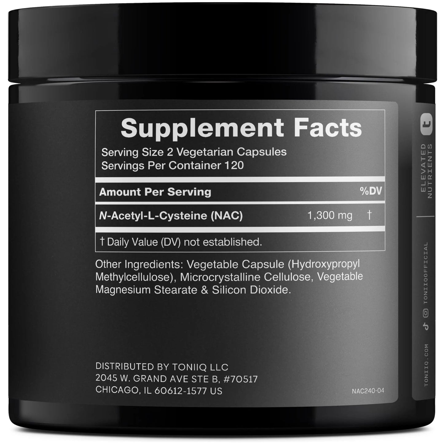 Toniiq 1300mg NAC - 4 Month Supply - Min. 98%+ Tested Purity - Ultra High Strength Bioavailable NAC Cysteine Supplement - 240 Vegetarian N Acetyl Cysteine Capsules -Lab Tested TQ Toniiq buy supplements Au